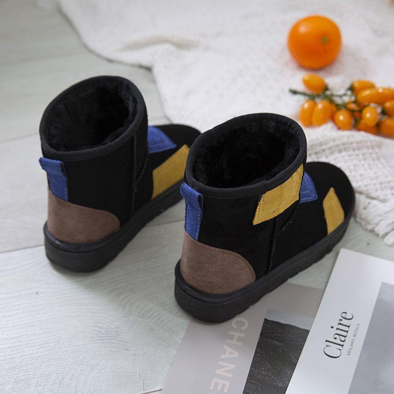 Color matching winter velvet thickened sole warm bread shoes new cotton shoes women's fashion short snow boots women