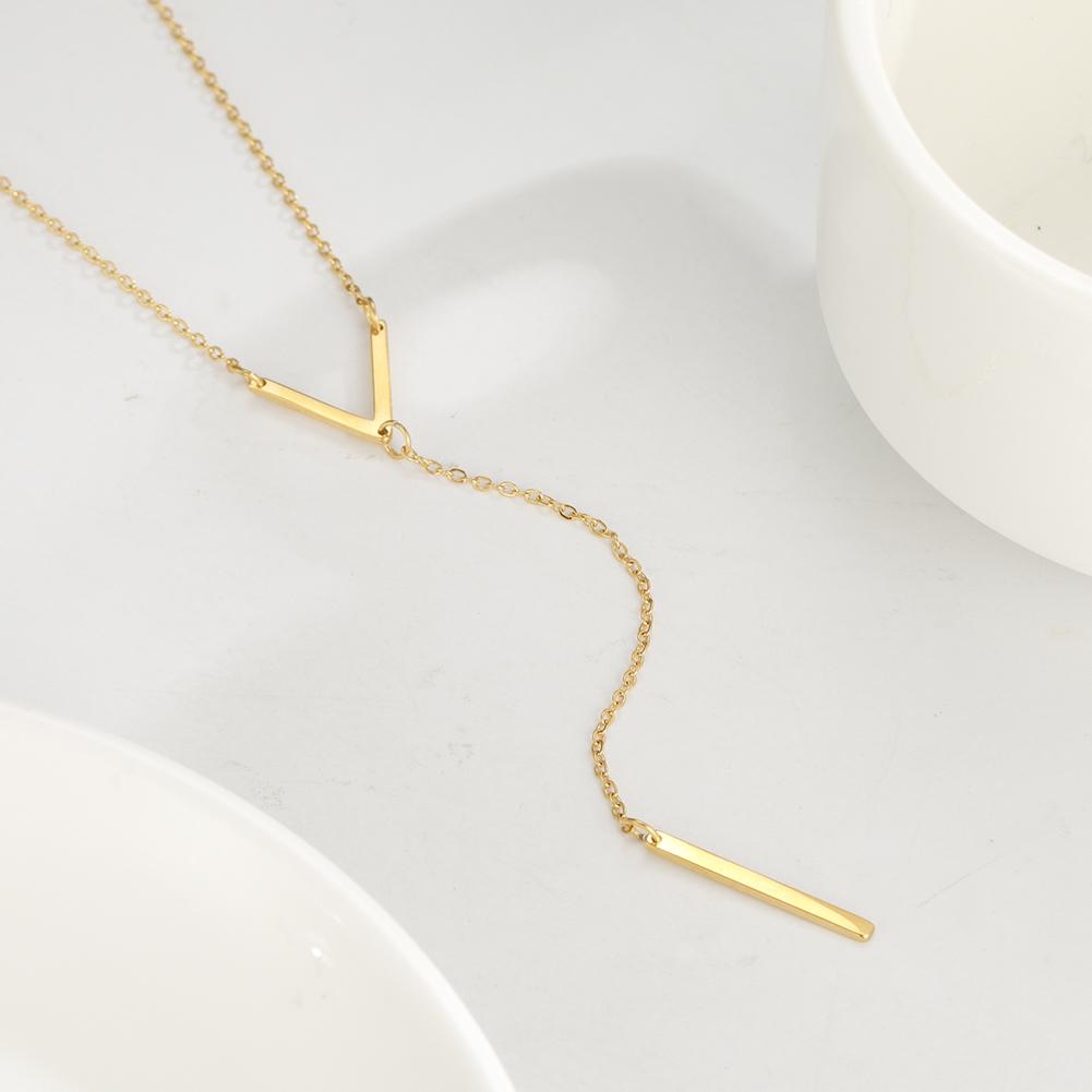 V Shaped Necklace with Bar for Women Stainless Steel Gold Chain Necklaces Party Jewelry Gifts