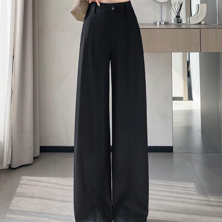 Women's High Waist White Linen Wide Leg Pants