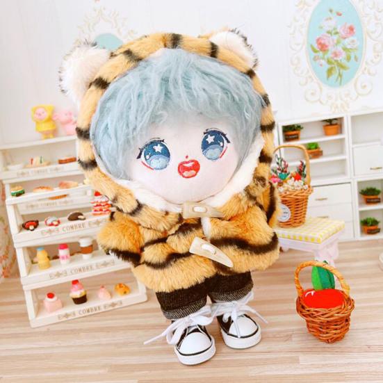 Doll Clothes Tiger Pattern Dress-up Fabric Beautiful Doll Hooded Coat Pants Outfit for 20cm Doll