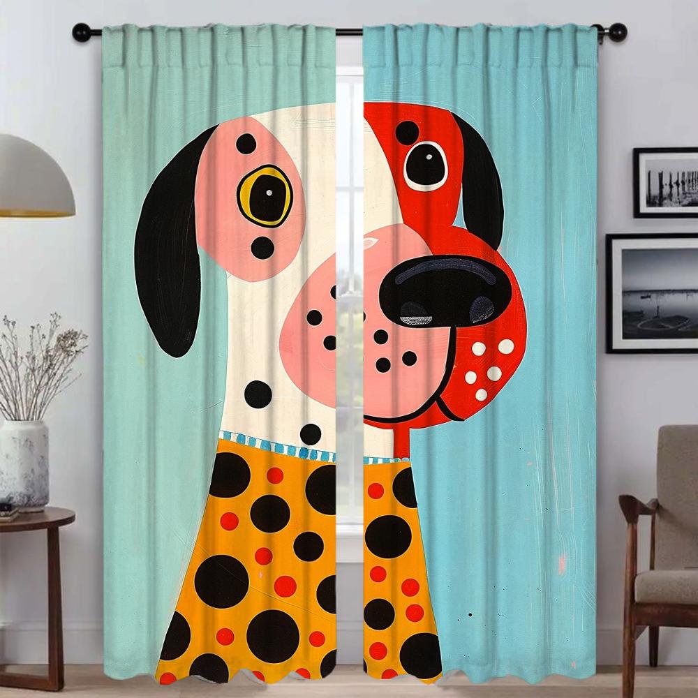 Portrait of a Dog Modern Living Room Curtains for Camera Partition Tulle for Bedroom Halloween Decoration Home Interior Curtains