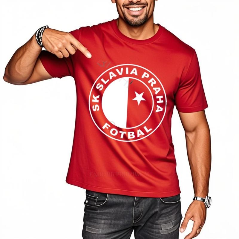 Herren Baumwoll T-Shirt Sommer Marken T-Shirt SK Slavia Praha T-Shirt Tschechische Republik Prag Druck T-Shirt Unisex T-Shirt Lockerer Stil