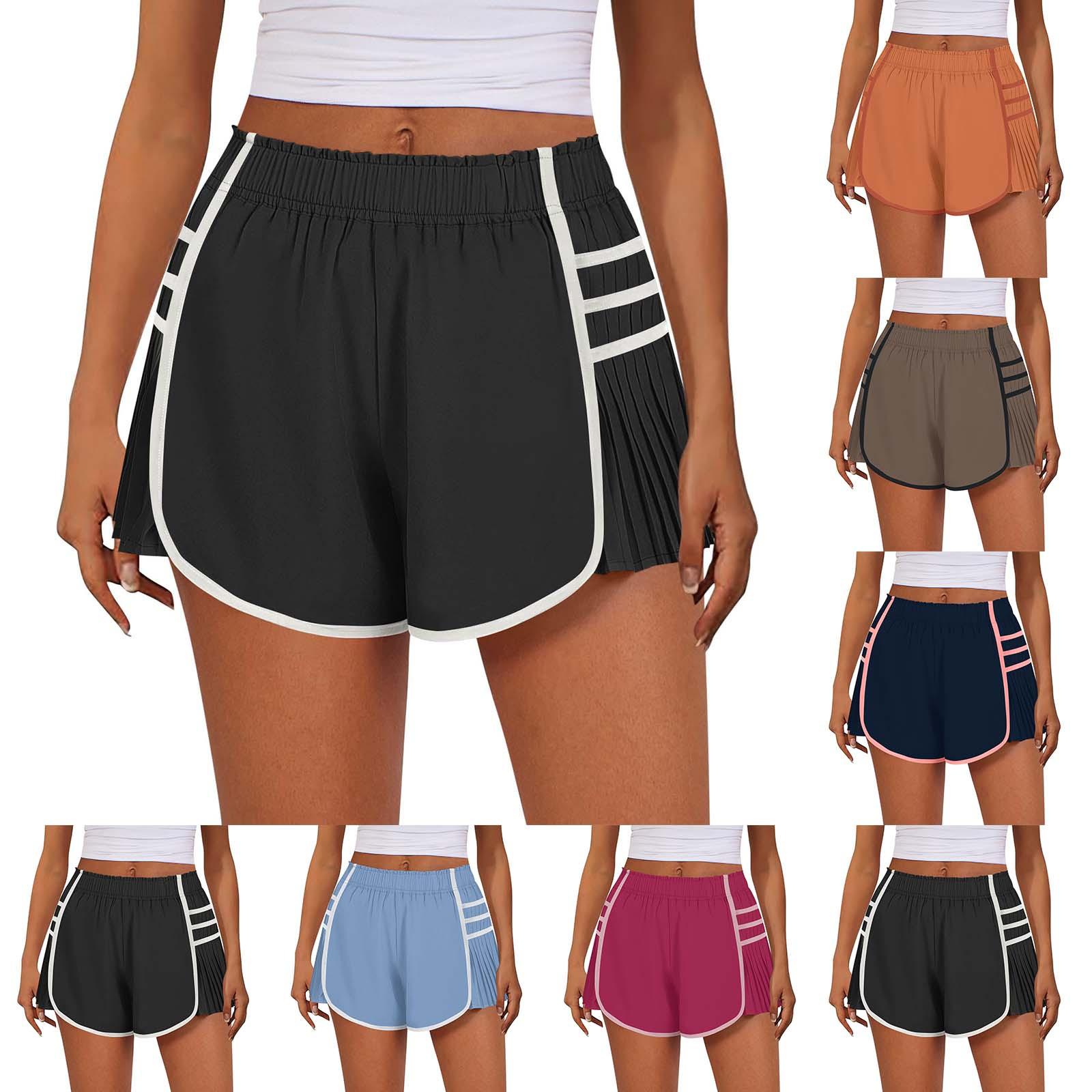 

Женские шорты с высокой талией, спортивные шорты для бега, быстросохнущие брюки для тренировок в тренажерном зале, штаны для йоги, теннисные штаны, летние шорты