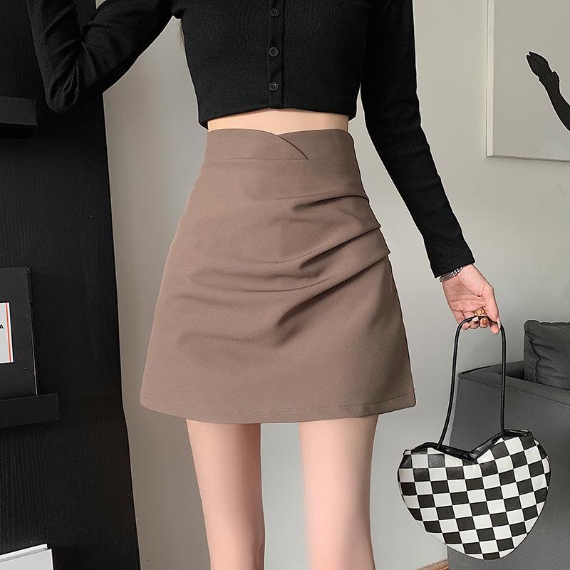 

Summer 2023 Women s Ruched High Waist A-line Bodycon Midi Skirt L кофейный