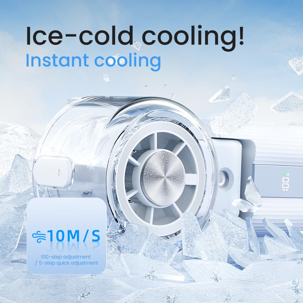 Portable Handheld Misting Fan Ice Cooling Fan Semiconductor Compressed Air Humidifier USB Folding Fan 3600mAh Summer Gift