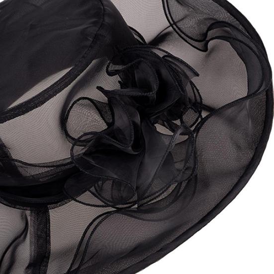 Women's Fashion Large Wide Brim Sun Screen Hat Summer Flat Flower Beach Cap