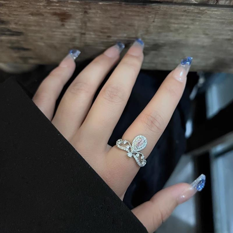 Charming Pink Crown Ring For Women Unique Design Adjustable Copper Fashion Jewelry