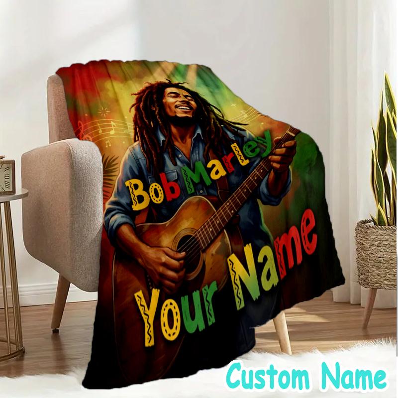 Individuelle Decke mit Bob Marley Motiv - Perfekt für Sofa, Bett, Büro und Reisen im Freien - Ideales Geschenk für Weihnachten & Feiertage