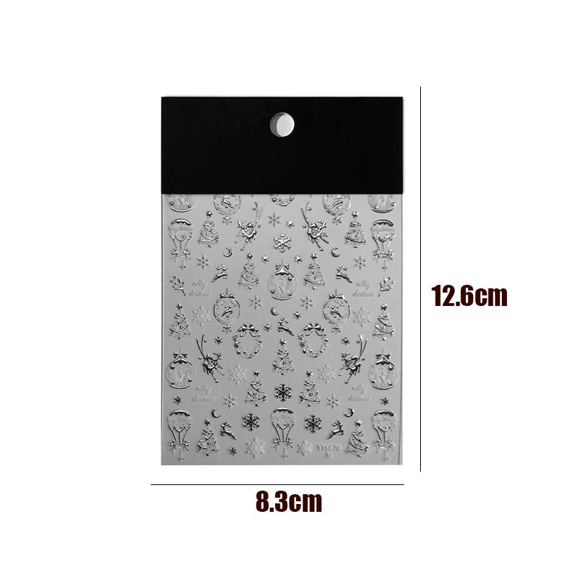 Gold-Stamped Christmas Elk Nail Art Stickers Christmas Series Snowflake Wreath Decorative Stickers