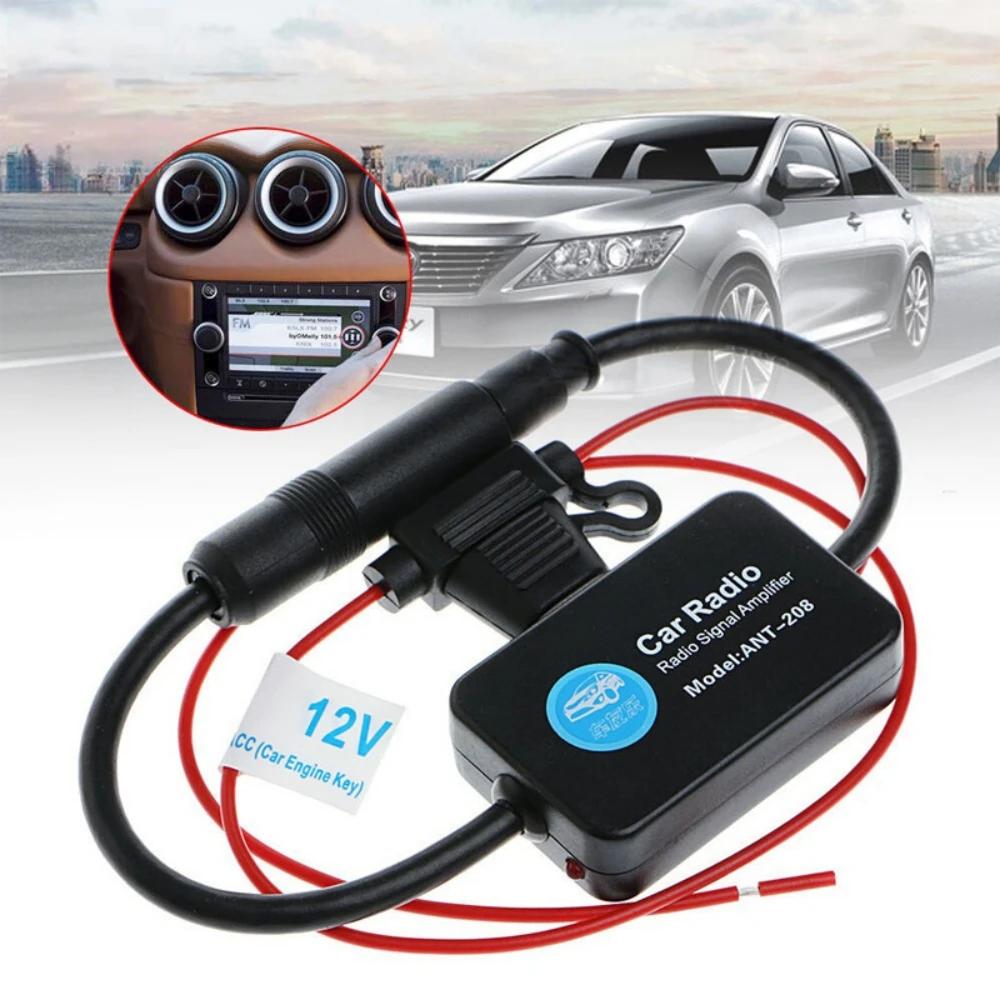 Heavy-Duty 12V FM/AM Radio Antenna Booster - 80-108MHz Signal Amplifier for Car, Marine, Auto Use