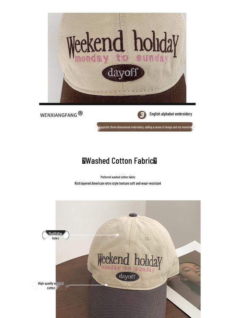 Retro Colorblock Baseball Cap - Korean & Japanese Style Duckbill, Enhances Face Appearance, Versatile & Soft for Women.