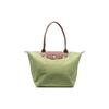 Longchamp Le Pliage Borsa a Mano a Forma di Raviolo in Tela e Pelle con Logo Monocromatico, Chiusura a Bottone Automatico e Zip, Borsa a Spalla Donna Verde Oliva 1899089P77