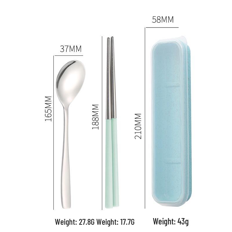 Stainless Steel Travel Cutlery Set: Fork, Spoon, Chopsticks with Portable Storage Box