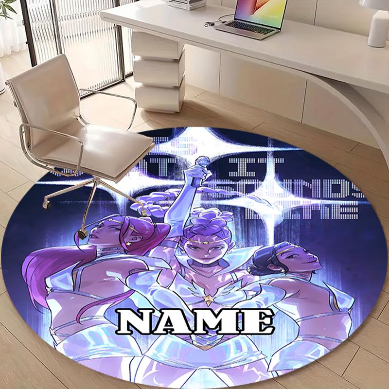 Personalized K-KPop Demon Hunters Round Chair Office Rug - Perfect for Mat, Office Chair & More - Ideal Gift for Birthdays and Holidays