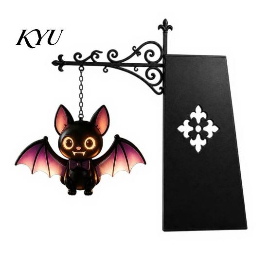 Halloween Themed Gift Iron Library Lamp, Vintage Bookshelf Light with Ghost Pumpkin Bat Reading Nook Accents Pendants, Nightlight, Spooky Desktop