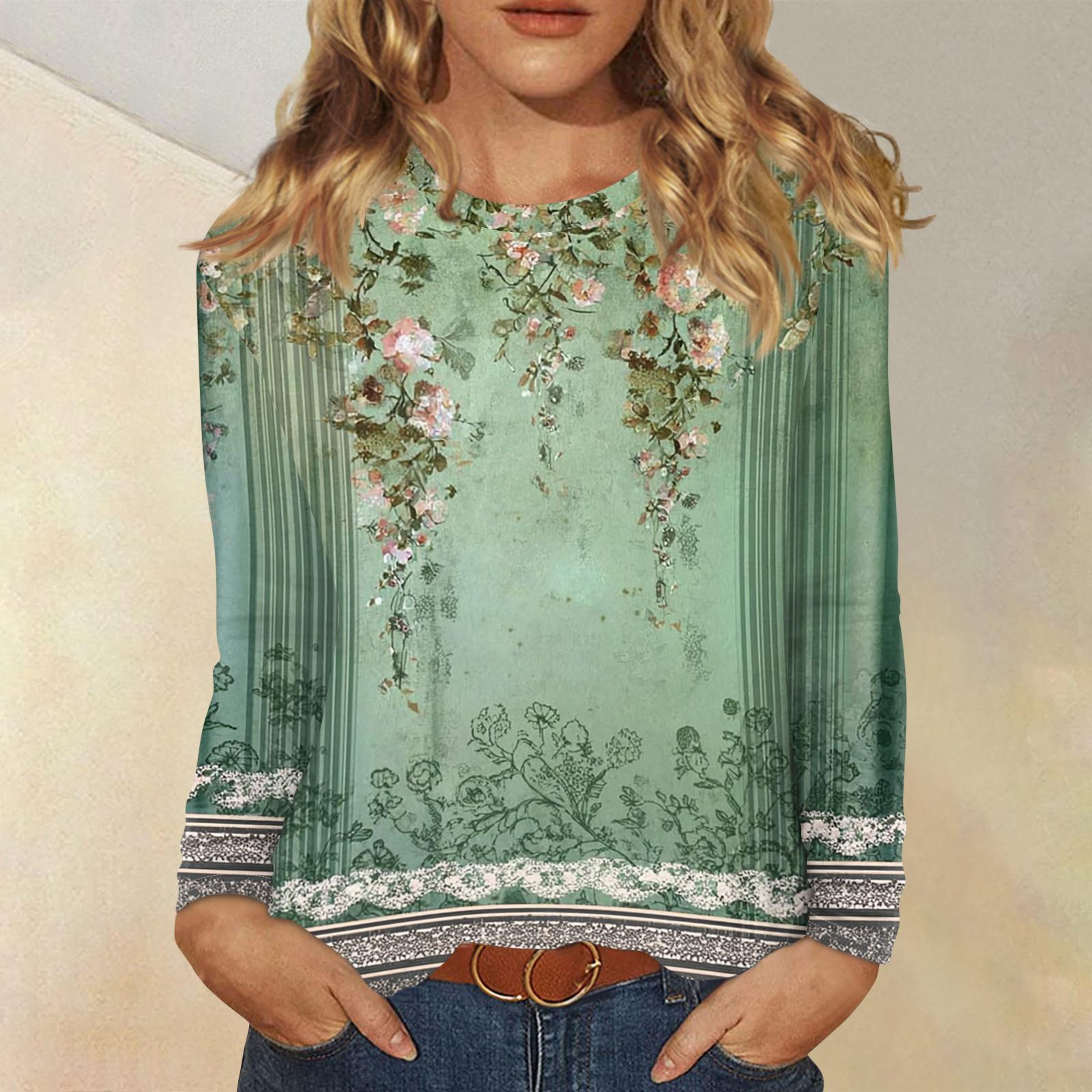 

Женский модный пуловер с цветочным принтом и длинными рукавами L