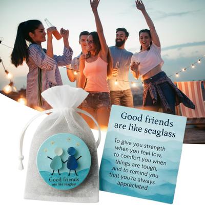 Good Friends Are Like Seaglass Keepsake Gift Sea Glass Art Pocket Hug Token with Card Friendship Gifts for Female Friends