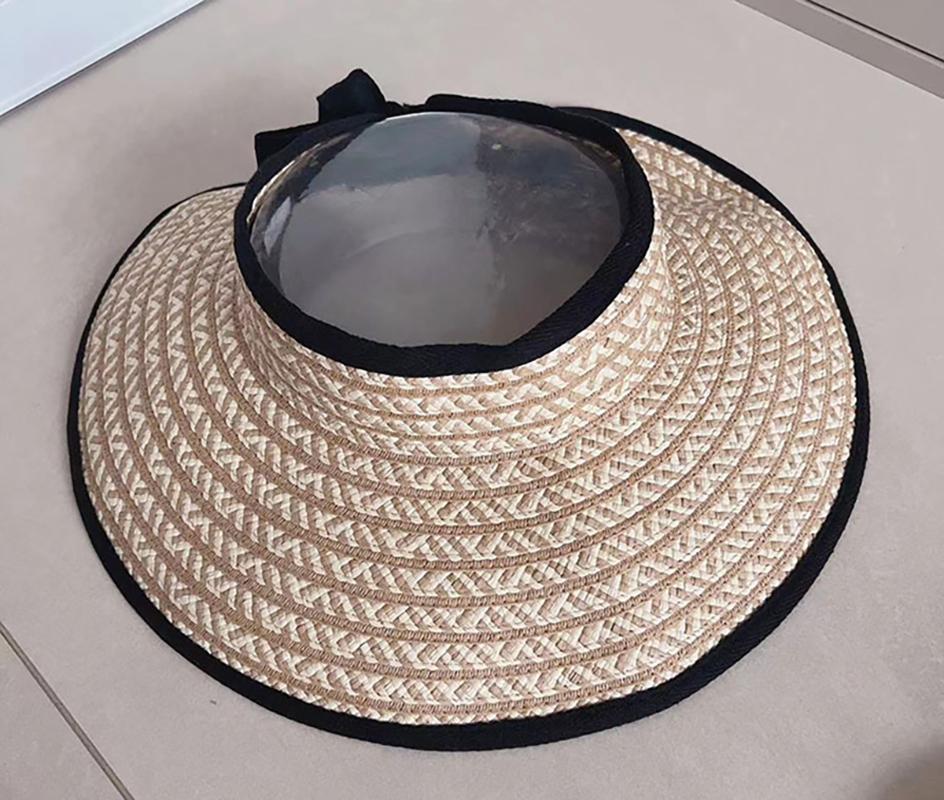 2025 New Women Roll Up Sun Visor Wide Brim Straw Hat Summer Foldable Packable UV Protection Cap for Beach Travel Bonnet