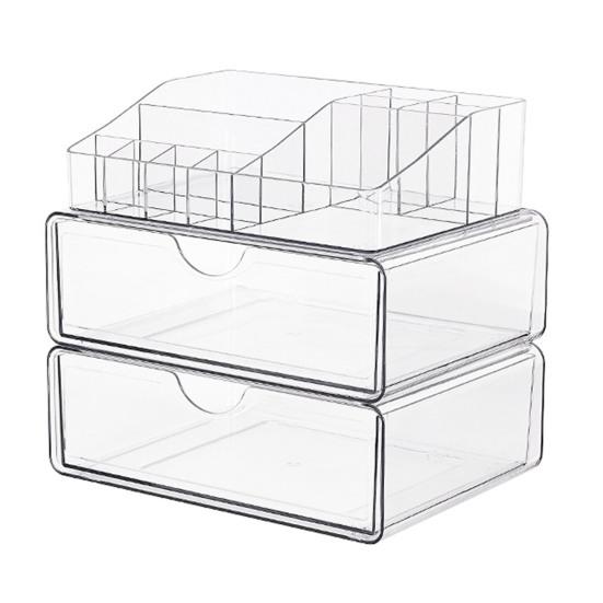 3 Tier Clear Acrylic Makeup Organizer with Drawer Large Cosmetic Storage Box Anti-fall Cosmetic Storage Rack Gifts for Makeup Lovers