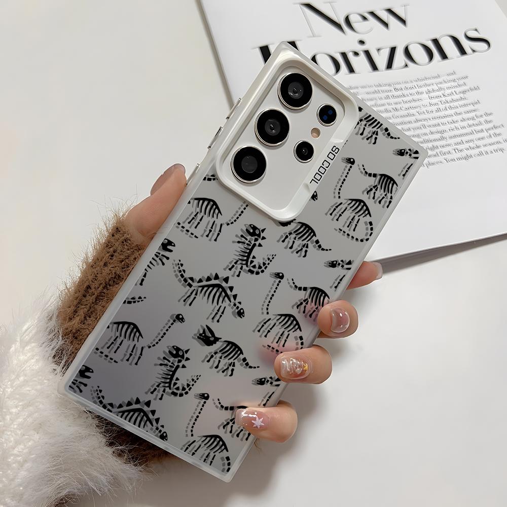 Cool Dinosaur Fossil Bones Phone Case For Samsung Galaxy S25 Edge S24 S23 S22 S21 S20 Ultra Funda Silicone Silver Cover