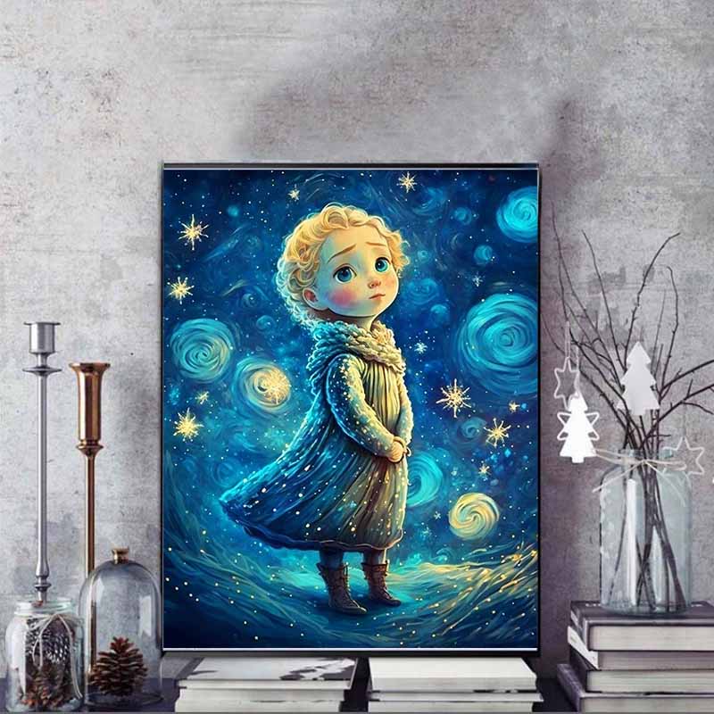 Disney Diamond Painting Frozen Elsa Starry Night Illustration Wall Decoration Embroidery Full Diamond Cross Stitch DIY Gift Home Decoration