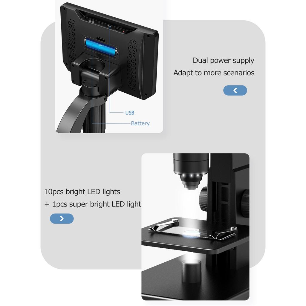 12MP 7in High‑Definition Display 2000X Industrial Digital Microscope for Circuit Board Repairing Magnifying Microscope