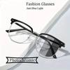 Vintage Pochromic Half-Frame Glasses for Men Anti-Blue Light Color Changing Rectangular Computer Eyewear
