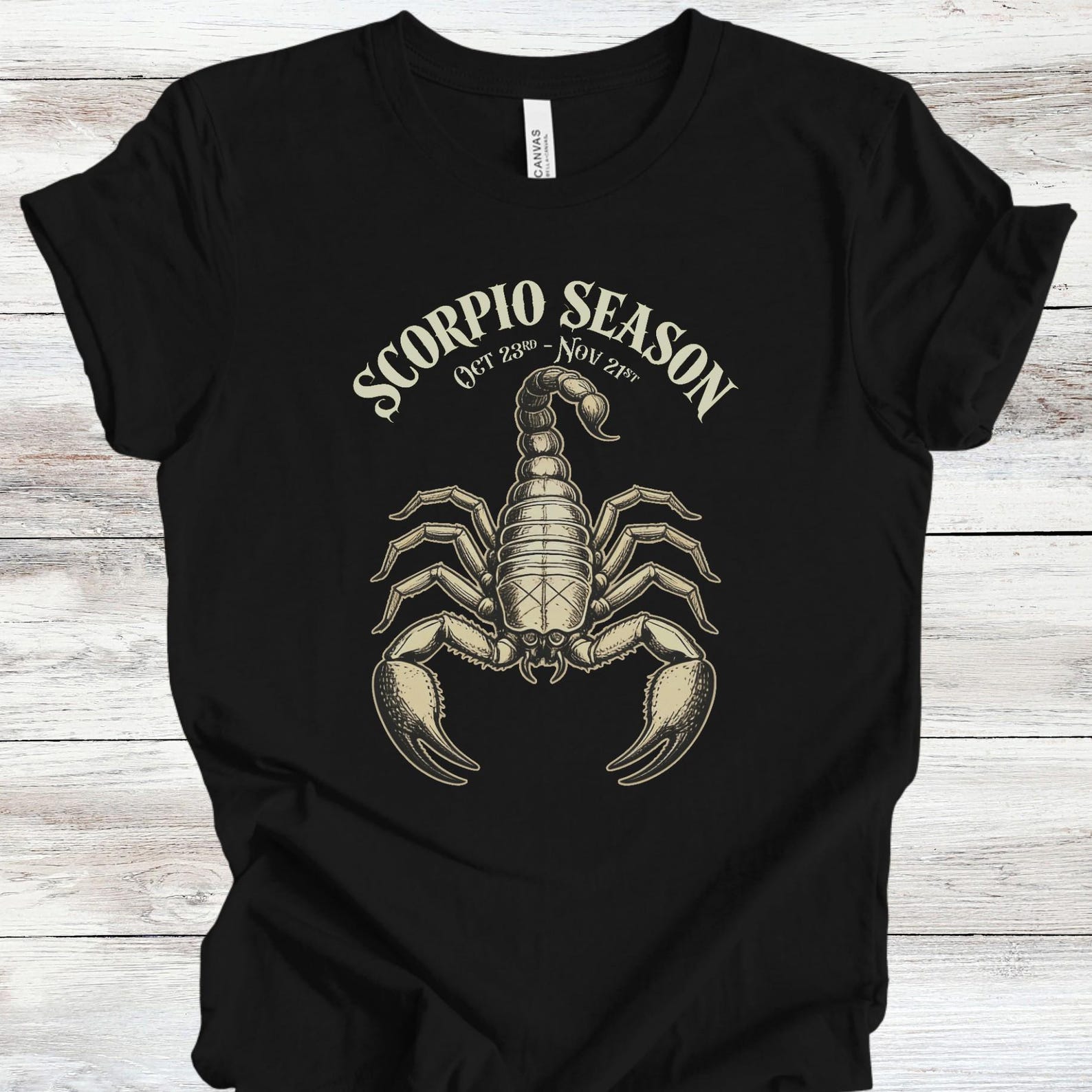 Scorpio Season Scorpion Illustration T-Shirt | Zodiac Water Sign Astrology Tee October to November L