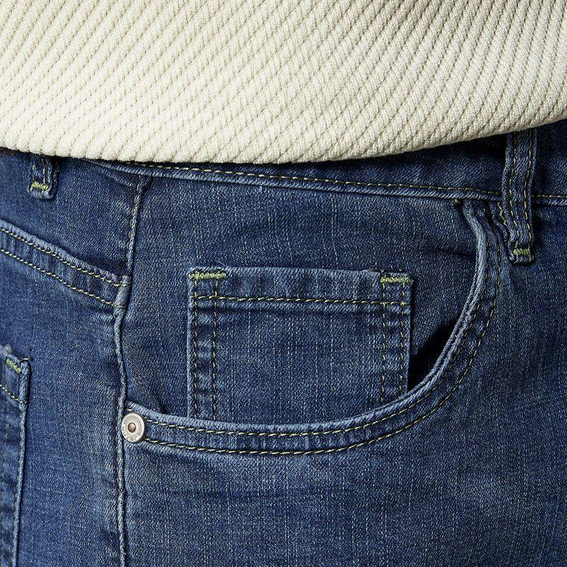 Men's Paper Crane Jeans, Autumn and Winter Men's Pants, Stretch Straight-Leg Slim-Fit Casual Pants with Fleece Lining and Thickened Material