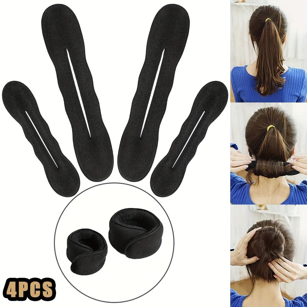 3PCS Hair Bun Maker Set Donut Sponge Twist Styling Tool Hair Curler Clips for Weddings Travel Daily Gift