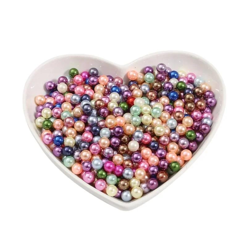 Multi Color Round No Hole Acrylic Imitation Pearl Beads Loose Bead For DIY Scrapbook Decoration Crafts Sewing 3/4/6/8/10mm