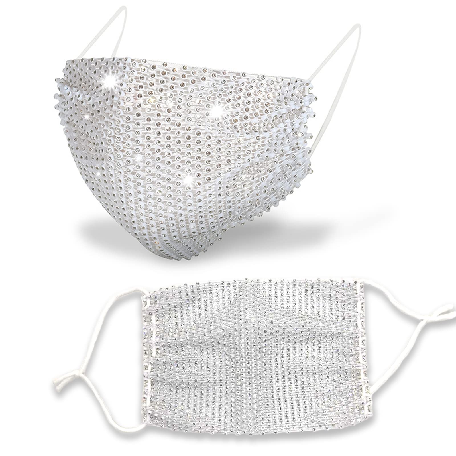 

Venetian Sparkly Mask Sexy [coco plaza] Mask, Sequins, Dance, Event, Party, Rhinestone, Accessory, (White)