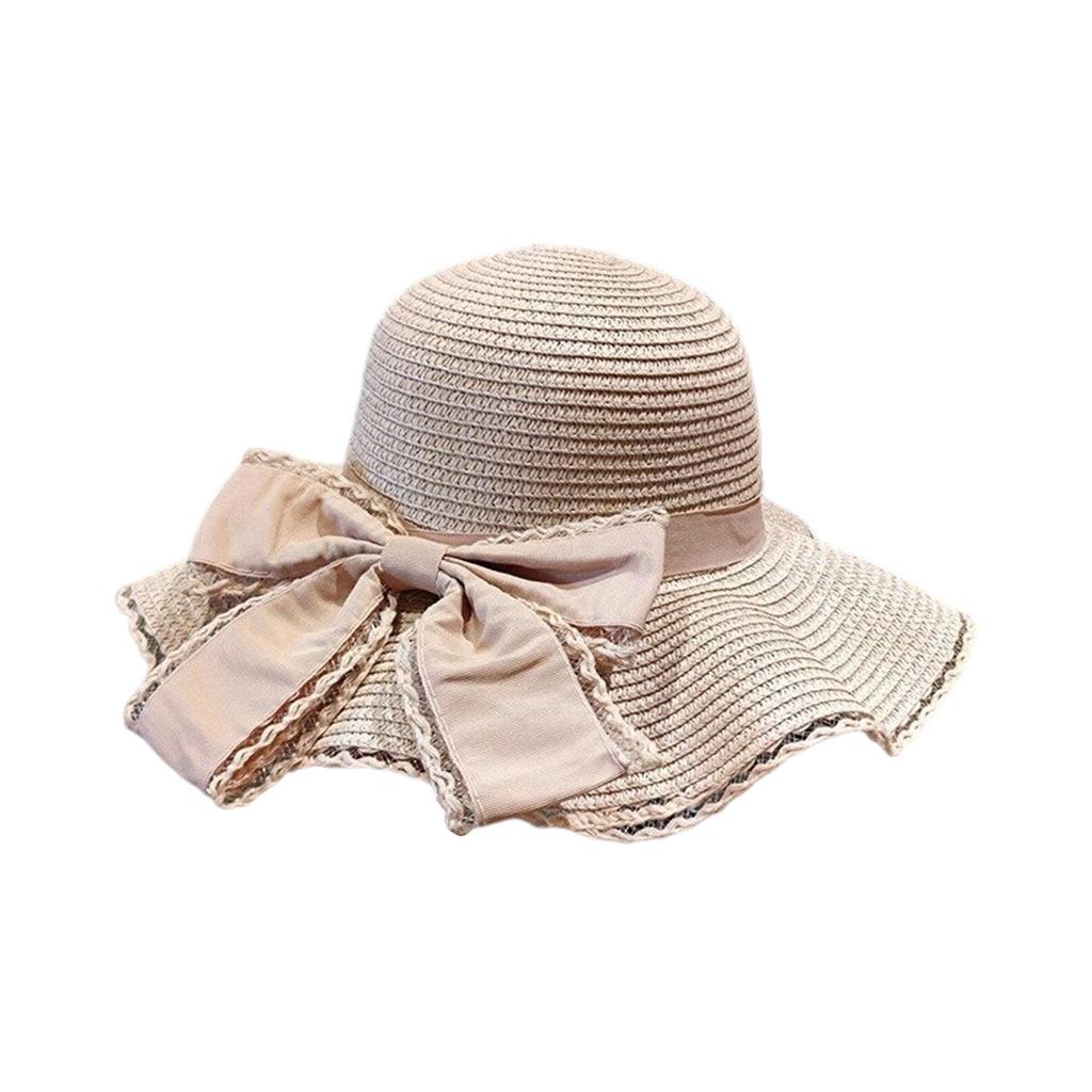 Women's Summer Fashion Sun Hat Large Brim & Bowknot Design Summer Sun Hats for Travel Holiday Beach Travelling