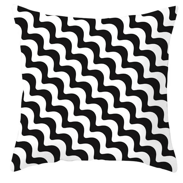 45*45cm Black and White Cushion Cover Waist Pillowcase Nordic Geometric Throw Pillow Sofa Bedroom Pillowslip Car Home Decor