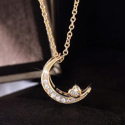 Neue einfache stilvolle Mond-Halskette für Frauen, romantische Liebesaccessoires, Party, Alltag, tragbar, vielseitige Halskette, Modeschmuck