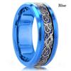 8 Farger 8mm Herre Rustfritt Stål Drage Ring Innlegg Rød Grønn Svart Karbonfiber Ring Vielsesring Smykker Størrelse 6-13