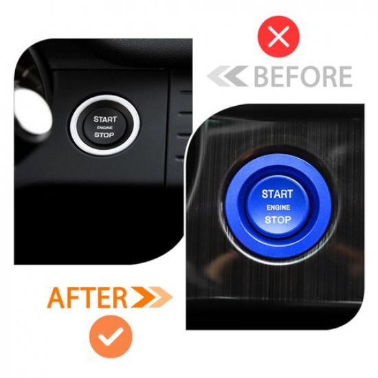 Blue Keyless Engine Push Start Button W/ Ring For Land Rover Accessories