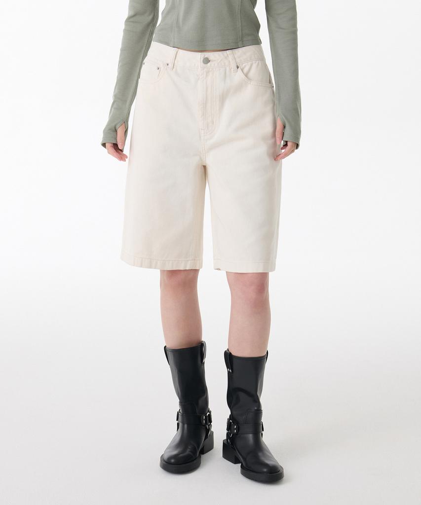 MUSINSA STANDARD WOMAN Women'S Wide Denim Shorts [Cream]