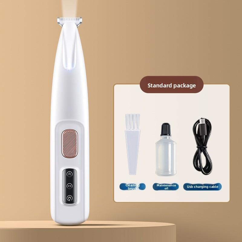 

Full-body Water-washed Pet Electric Trimmer with Intelligent Display, Lighting, and Widened Blade Head - Suitable for Dogs and Cats. White-With an oil bottle