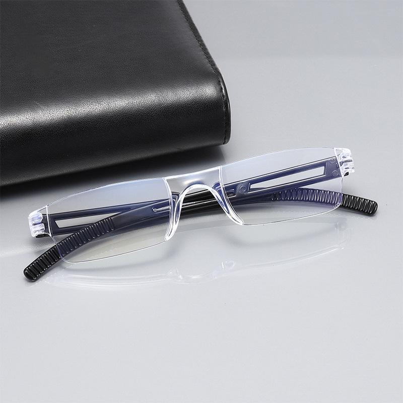 New Men Women Rimless Reading Glasses Anti Blue Light Magnification Eyewear Presbyopic Glasses +100~+400