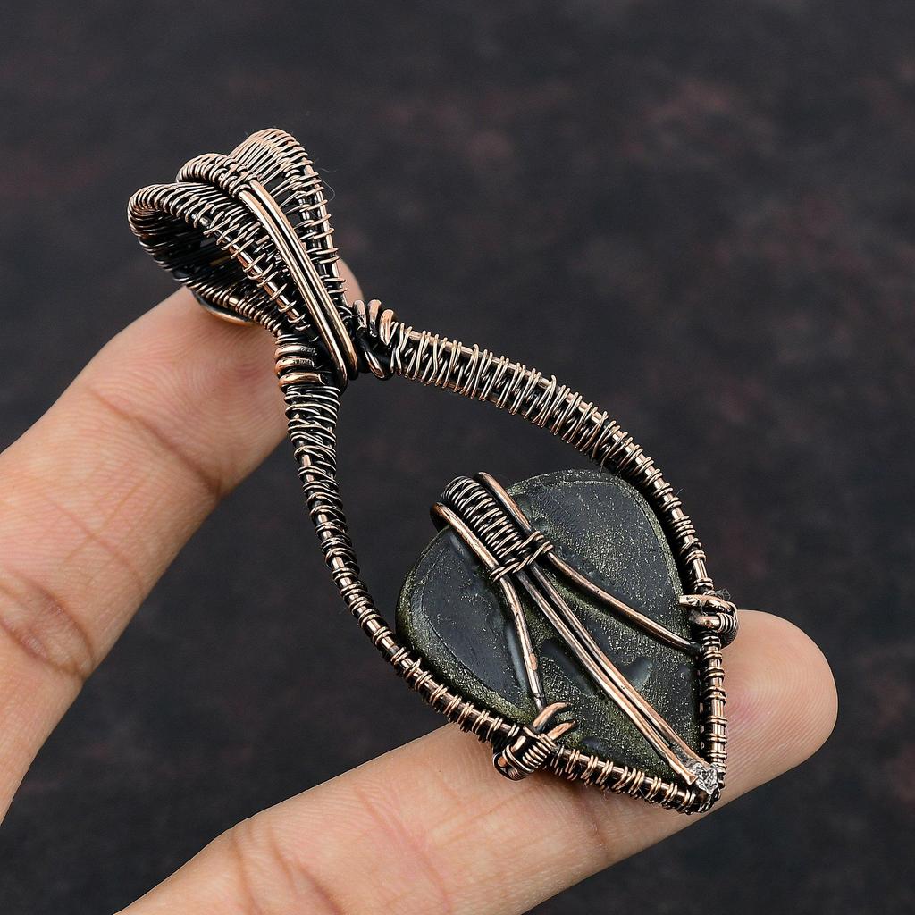 Golden Druzy Pendant Copper Wire Wrapped Gemstone Pendant Copper Jewelry Labradorite Pendant Wire Wrap Jewelry Gift For Mom Handmade Pendant