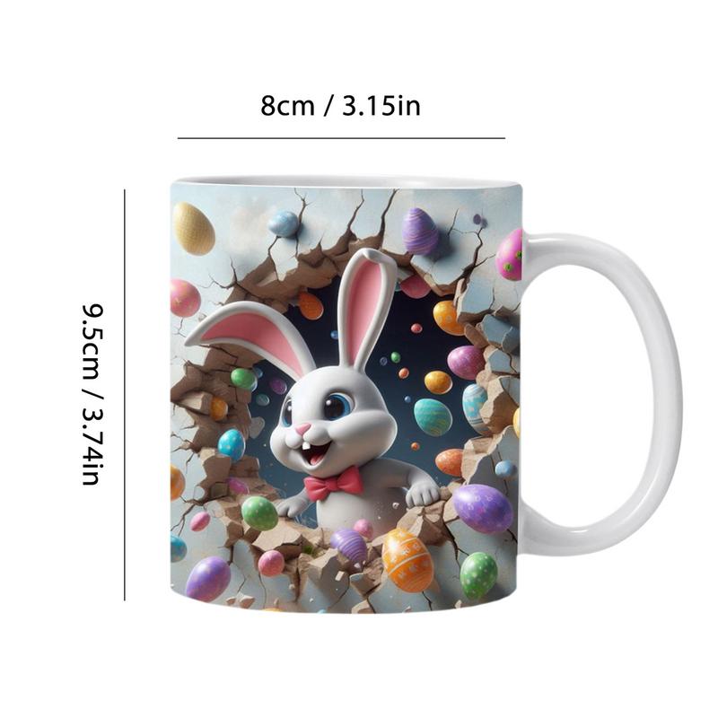 Easter Coffee Cups Colorful Eggs Bunny Easter Coffee Mug Cute Cartoon Ceramic Cup Funny Novelty Portable Mugs For Hot Cocoa
