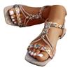 Bohemian Women'S Braided Hollow Shoes Thin Bottom Rhinestone Supportive Shoes For Women Sandals Bow Tie Sandals For Women Size 5
