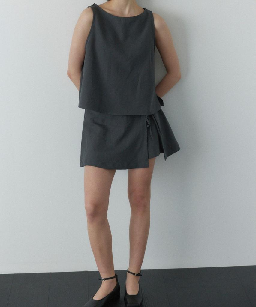 Okuka Linen Skirt Shorts - Charcoal