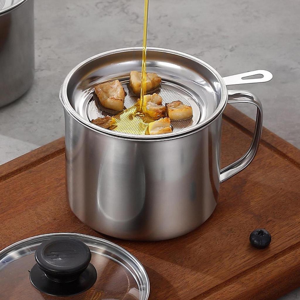 Speck Fett Container Tiefe Friteuse 1,3 L Keeper Braten Korb Bequem Sieb Öl