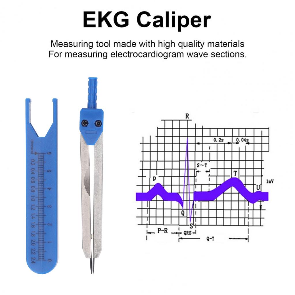 EKG Calipers Stainless Steel 0‑2.4in Ruler Drafting Divider Measuring Tool for Nursing