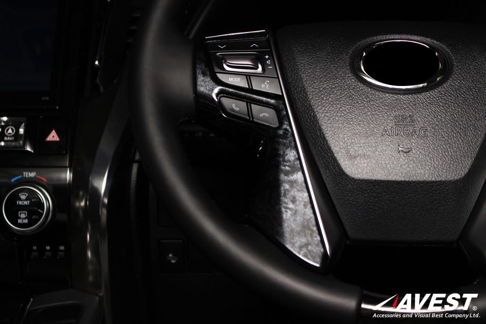 Alphard 30 Vellfire 30 Series Early and Late Model Steering Panel Garnish Black Wood Grain AVEST Interior Parts Cover Accessories Interior Panel