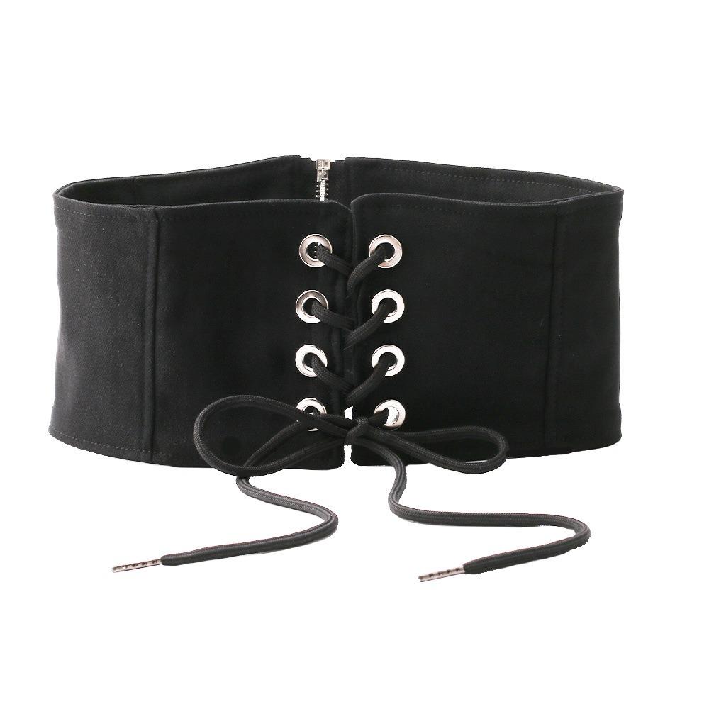 Adjustable Wide Belt PU Leather Waist Corset Punk Elastic Cummerbunds  Girl