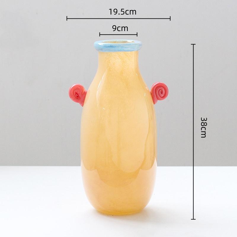 Creative Glass Vase Cartoon Candy Handle Flower Vase Floral Arrangement Accessories Terrarium Home Decoration Accessories