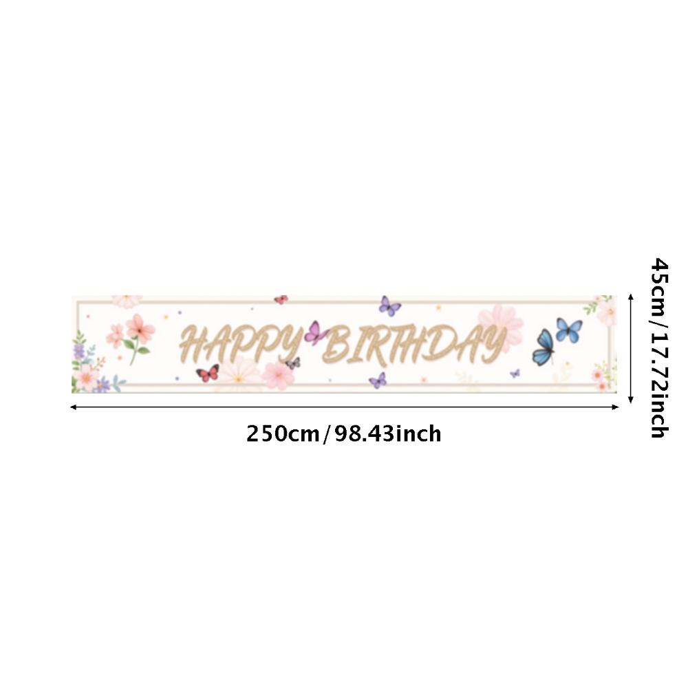 Polyester Material  Banner  Floral Birthday Banner  Birthday Banner for Party Decoration Holiday Event Indoor